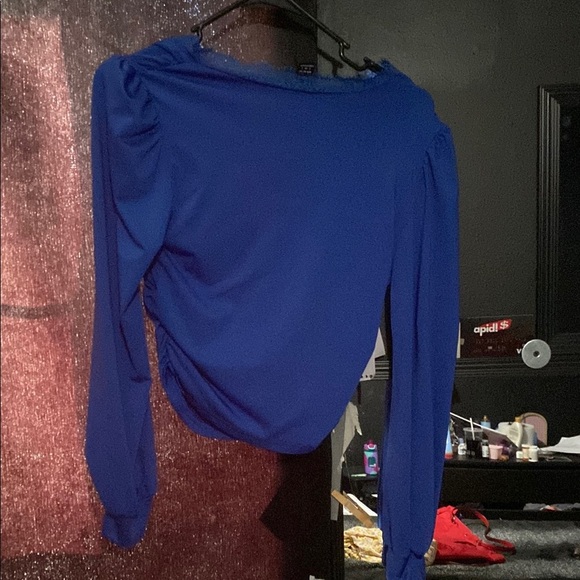 SHEIN Royal Blue V-Neck Blouse - Picture 2 of 2